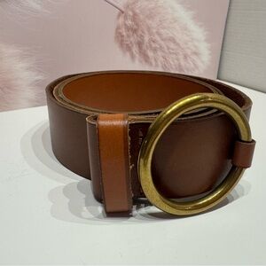Banana Republic Leather Ring Belt Made in Italy Caramel Brown Boho Size M